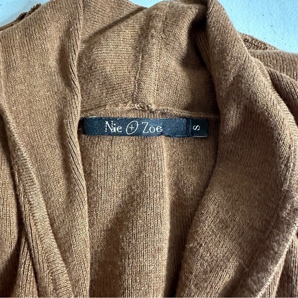 Nic + Zoe Faux Wrap Buckle Tan Knit Long Sleeve Sweater Size Small - Picture 7 of 8